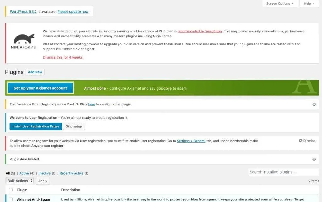 Verberg admin notificaties